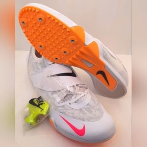 Nike Zoom Pole Vault Elite Track Spikes White Orange AA1204-101 Mens Size 13